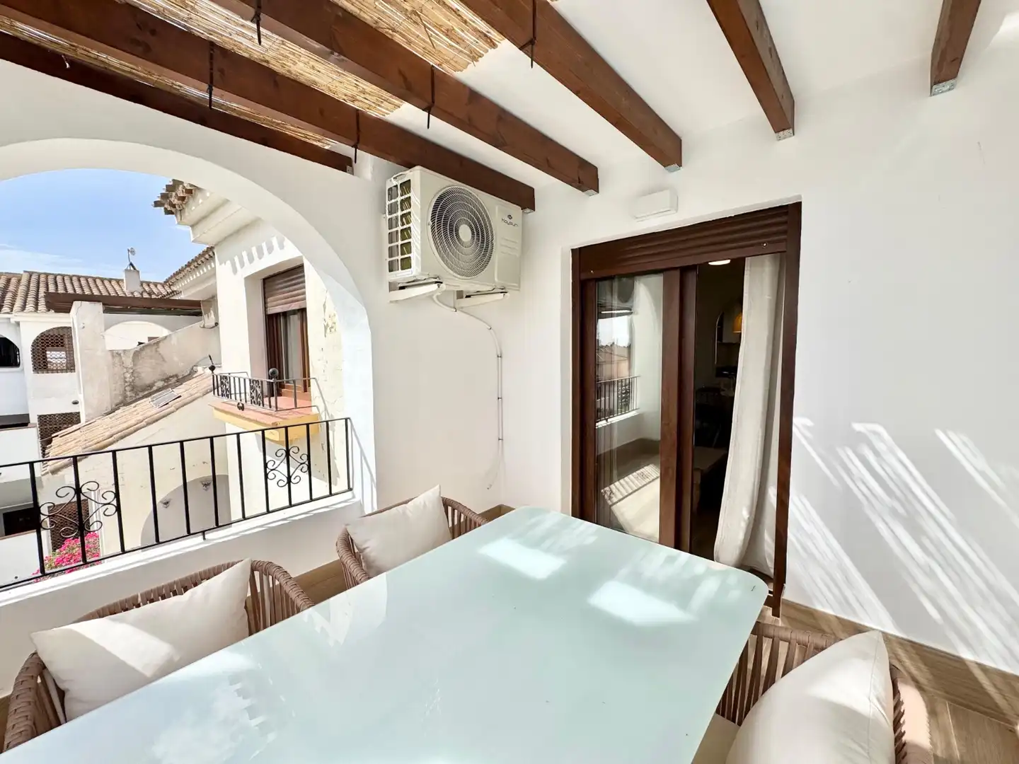Terrasse von Wohnungen zur Miete in San Javier mit Klimaanlage, Terrasse und Schwimmbad