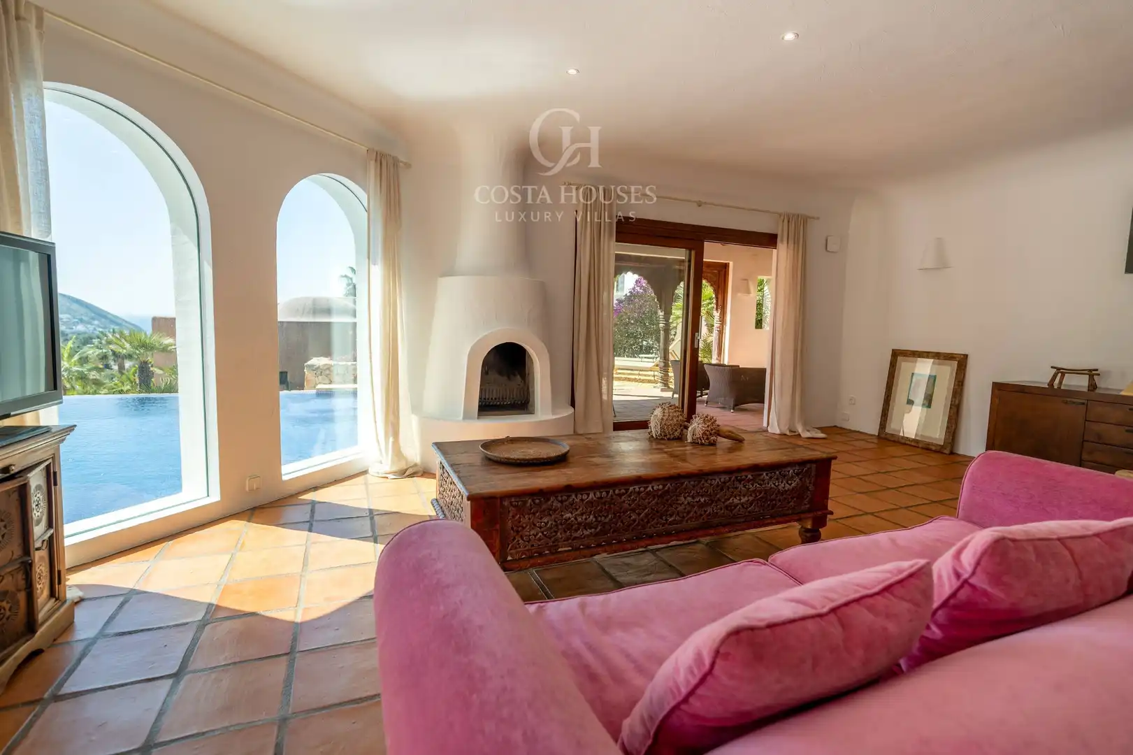Sala d'estar de Casa o xalet en venda en Moraira amb Aire condicionat, Calefacció i Jardí privat