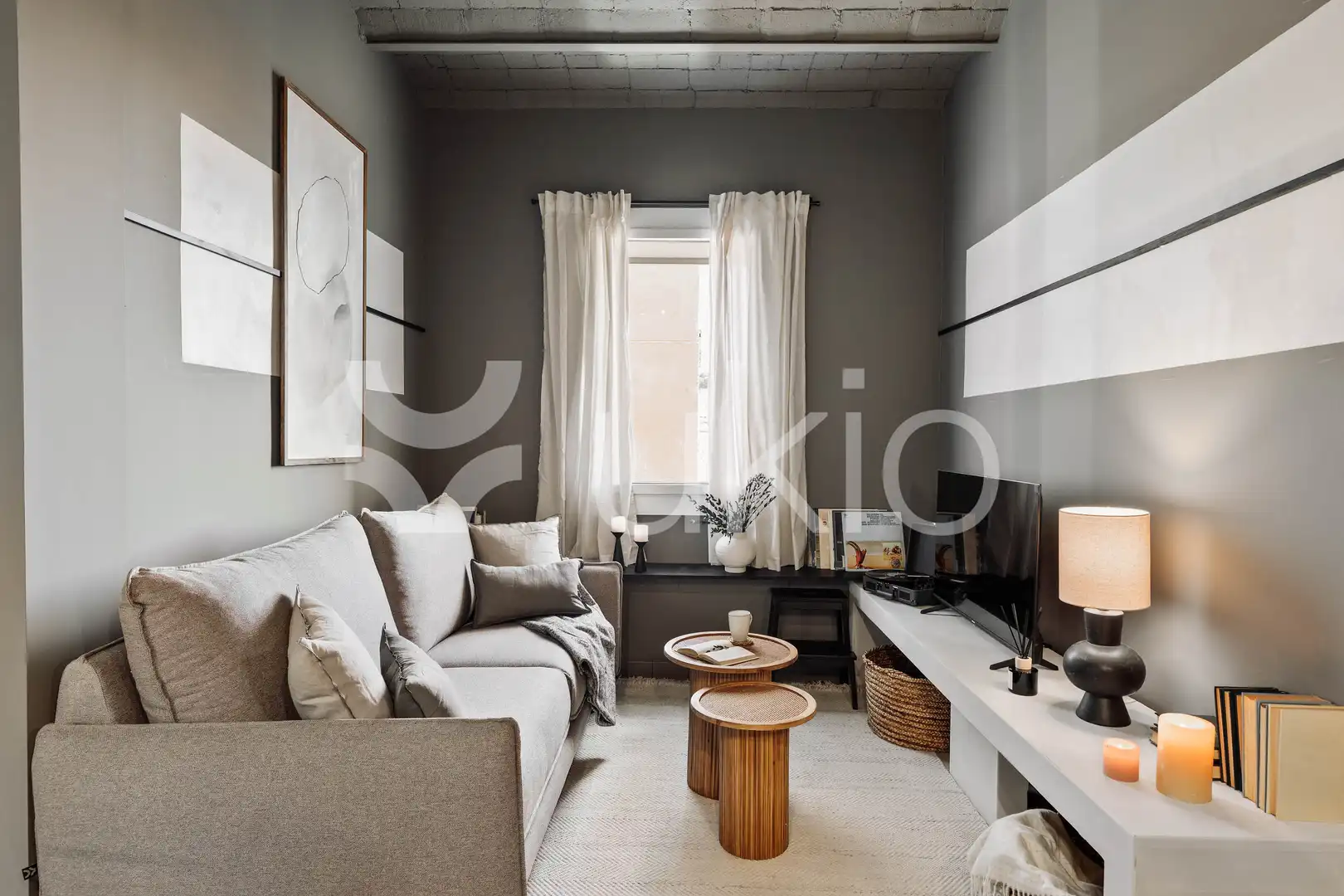Sala de estar de Apartamento de alquiler en Barcelona con Aire acondicionado, Calefacción y Amueblado