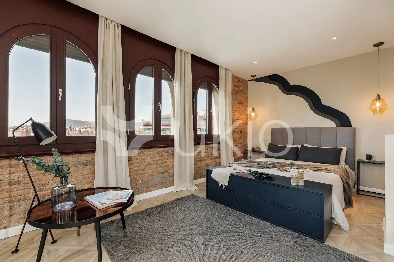 Dormitori de Apartament de lloguer en Barcelona amb Aire condicionat, Calefacció i Terrassa