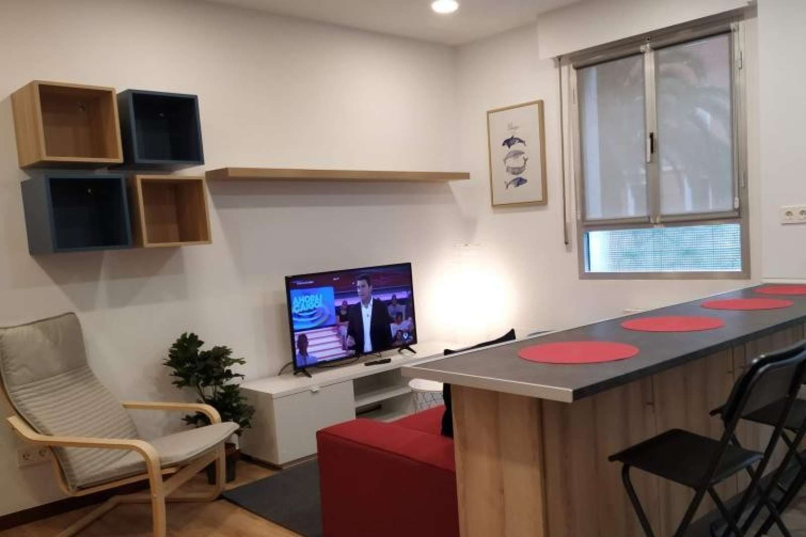 Wohnzimmer von Wohnungen zur untervermieten in Bilbao  mit Klimaanlage, Terrasse und Möbliert