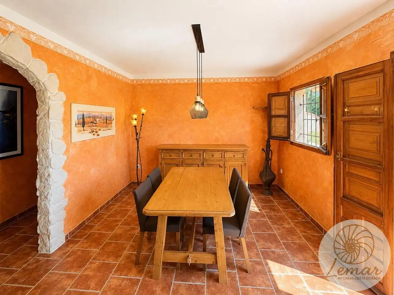 Comedor de Finca rústica en venta en El Perelló con Jardín privado, Terraza y Piscina