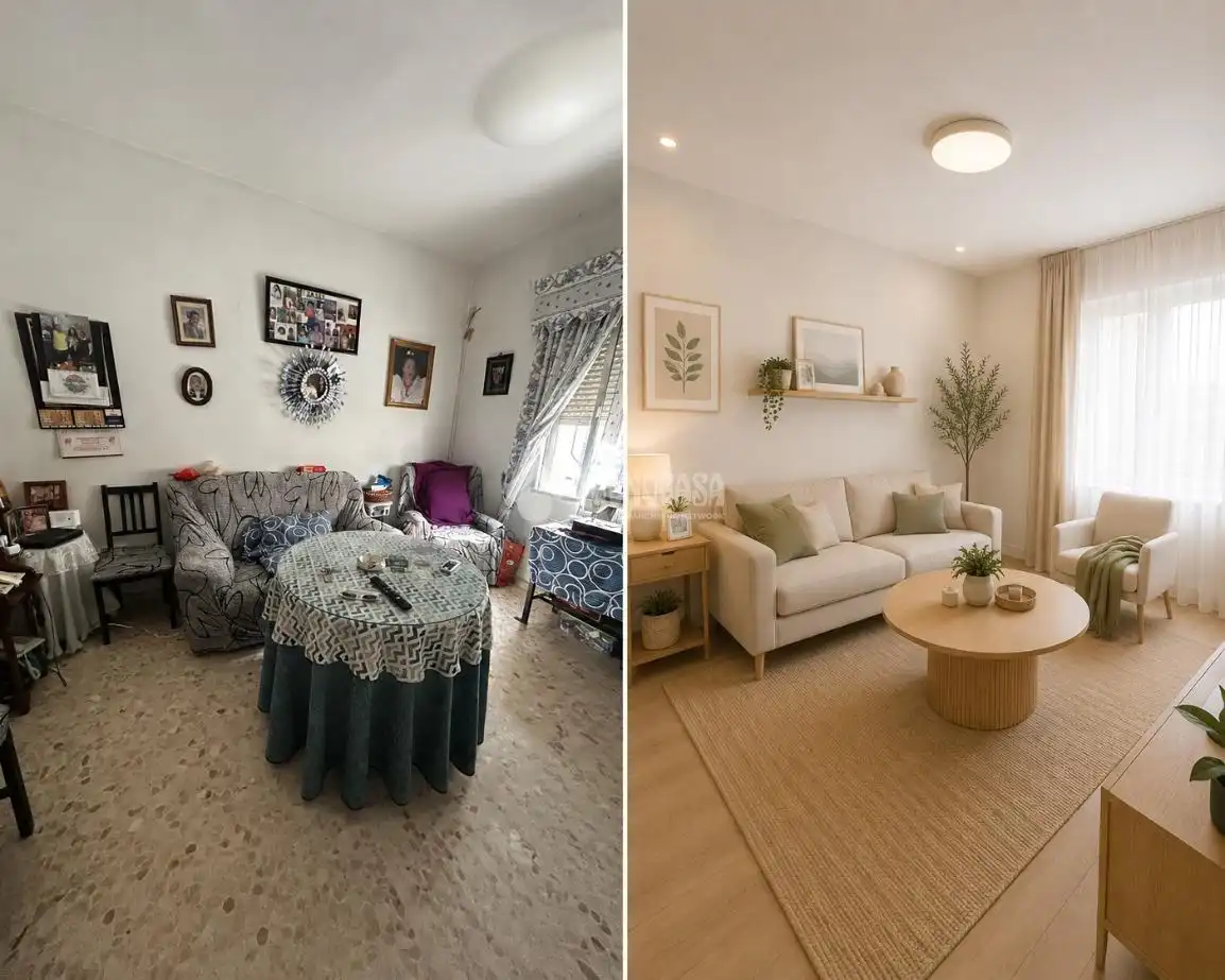 Wohnzimmer von Einfamilien-Reihenhaus zum Verkauf in La Rinconada mit Klimaanlage und Heizung
