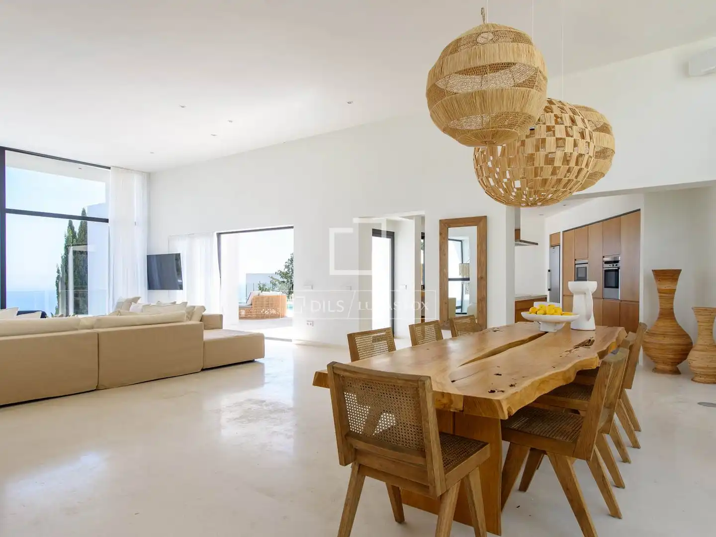 Living room of Houses for sale in Santa Eulària des Riu  with Air Conditioner and Swimming Pool