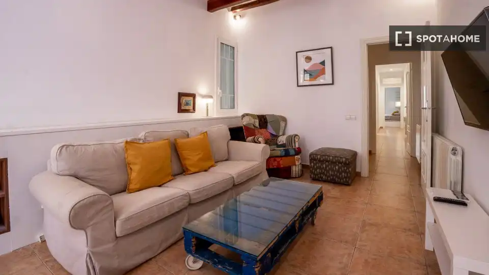 Sala d'estar de Pis de lloguer en Barcelona amb Aire condicionat, Calefacció i Moblat