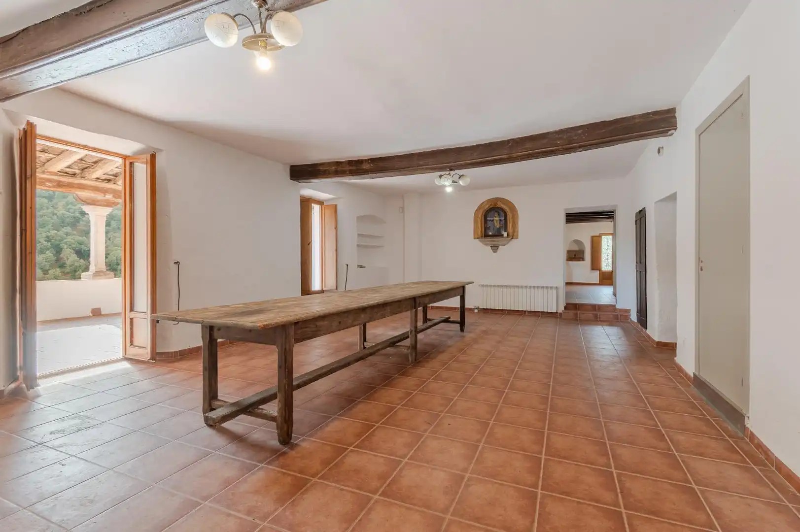 Comedor de Piso de alquiler en La Vall de Bianya con Calefacción, Jardín privado y Terraza