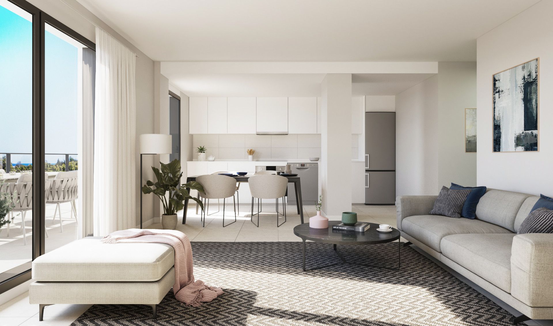 Sala de estar de Apartamento en venta en Estepona con Aire acondicionado, Terraza y Piscina