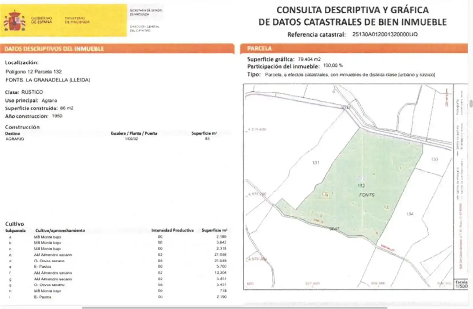 Finca rústica en venta en La Granadella con Jardín privado, Amueblado y TV