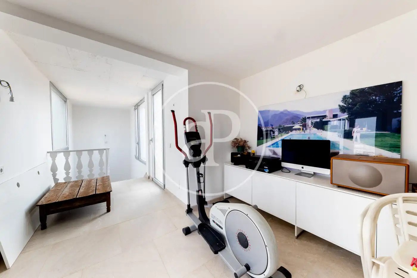 Wohnzimmer von Einfamilien-Reihenhaus zum Verkauf in  Palma de Mallorca mit Klimaanlage, Heizung und Privatgarten