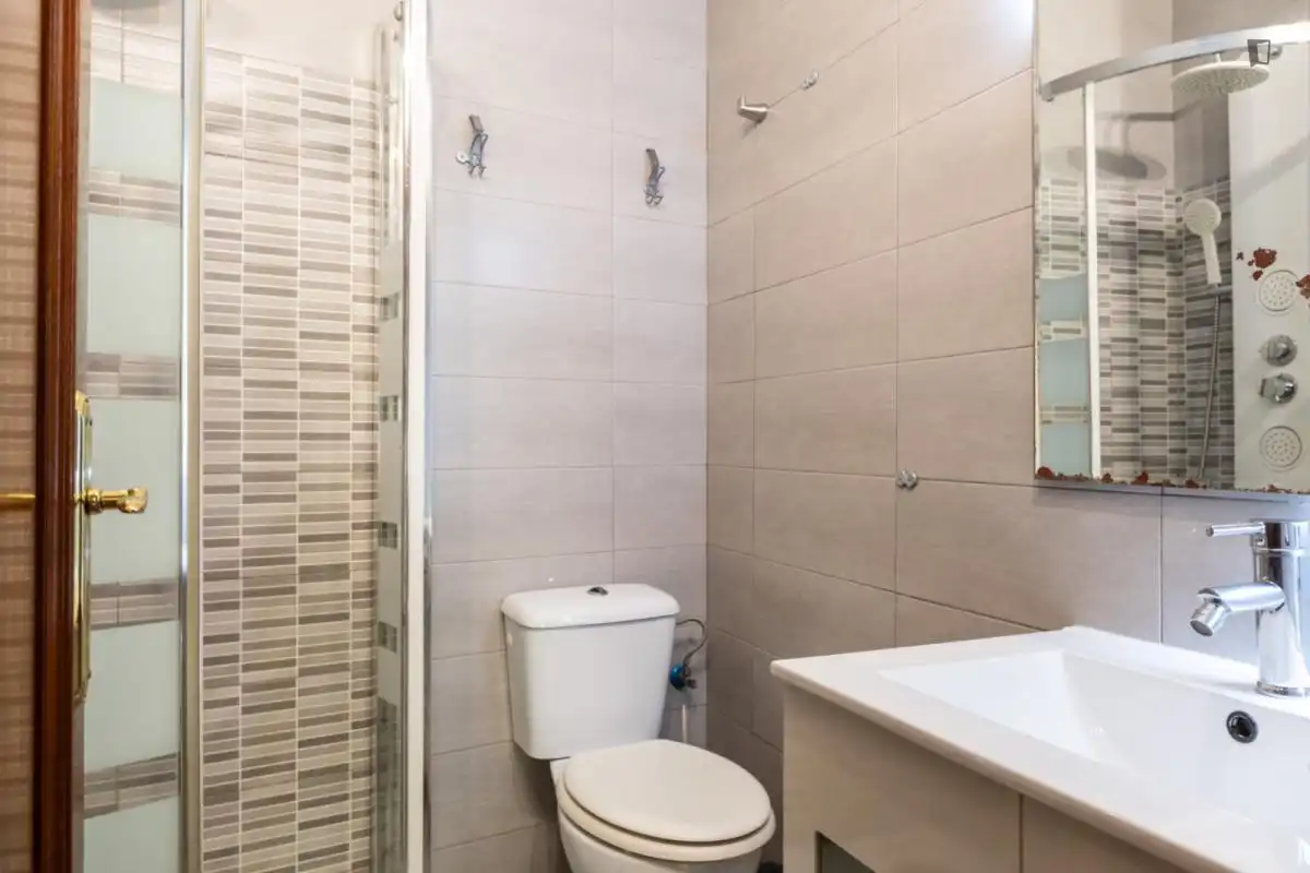 Bathroom of Apartments for share in Madrid  with Air Conditioner, Furnished and Oven