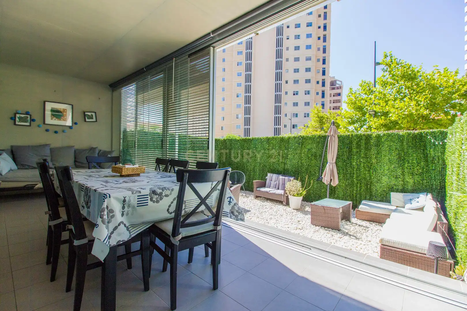 Terraza de Apartamento de alquiler en Calpe / Calp con Aire acondicionado, Jardín privado y Amueblado
