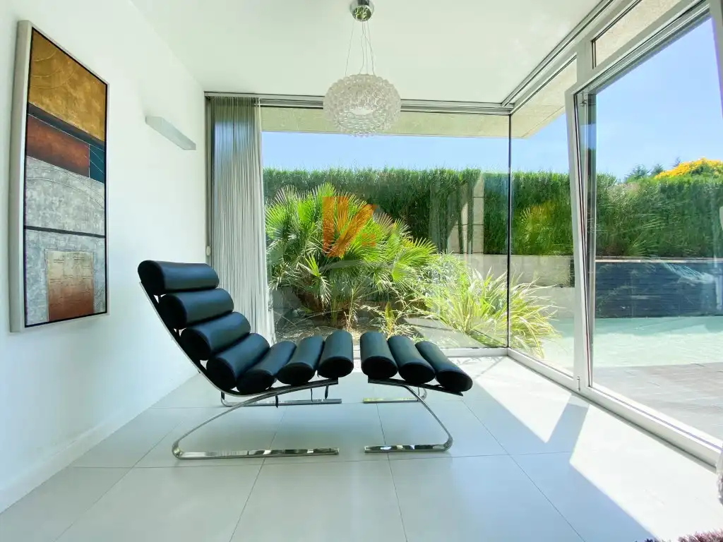 Sala de estar de Casa o chalet en venta en Ames con Jardín privado, Terraza y Piscina