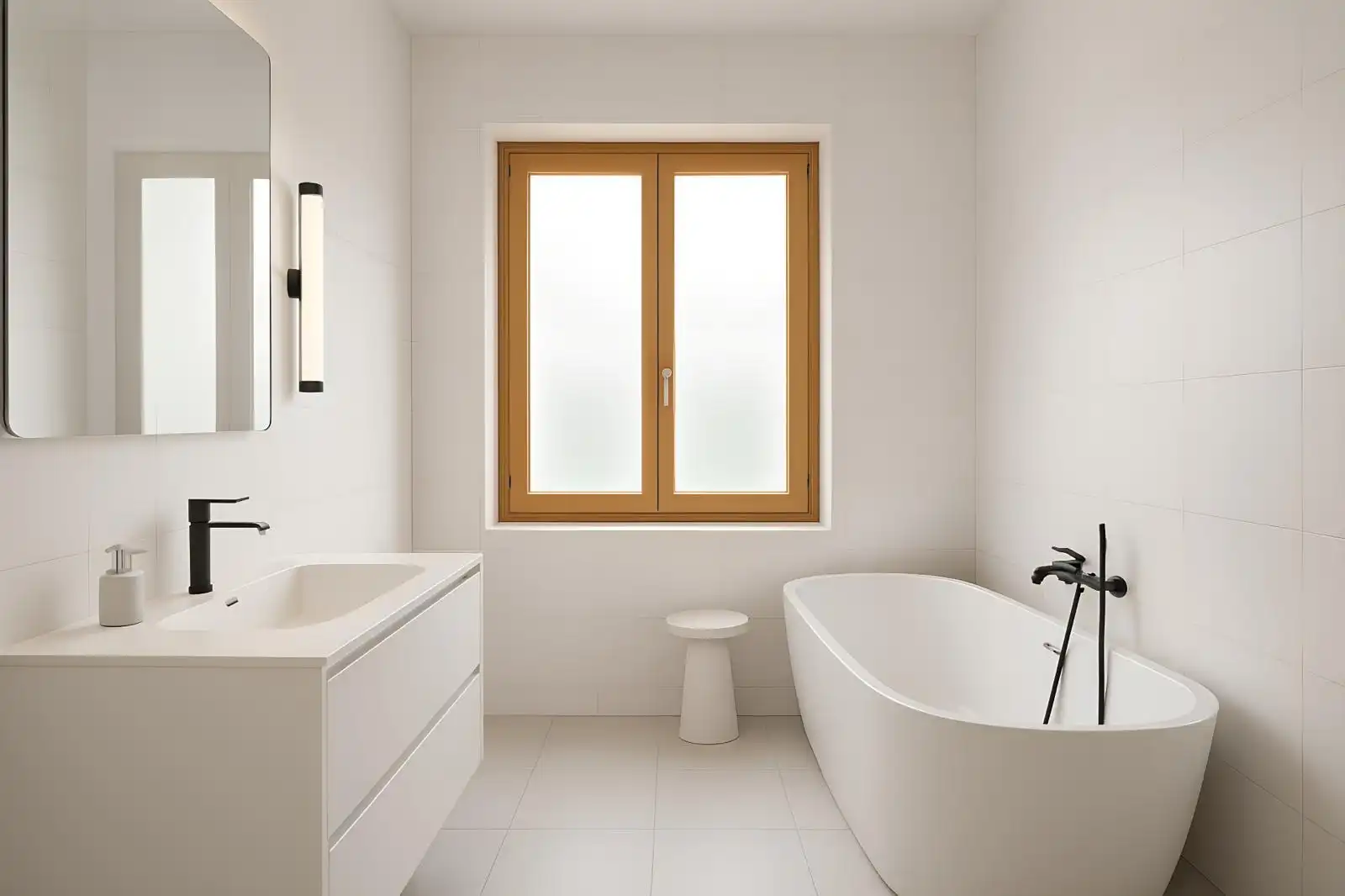 Badezimmer von Wohnung zum Verkauf in Sant Joan Les Fonts mit Klimaanlage, Heizung und Parkett