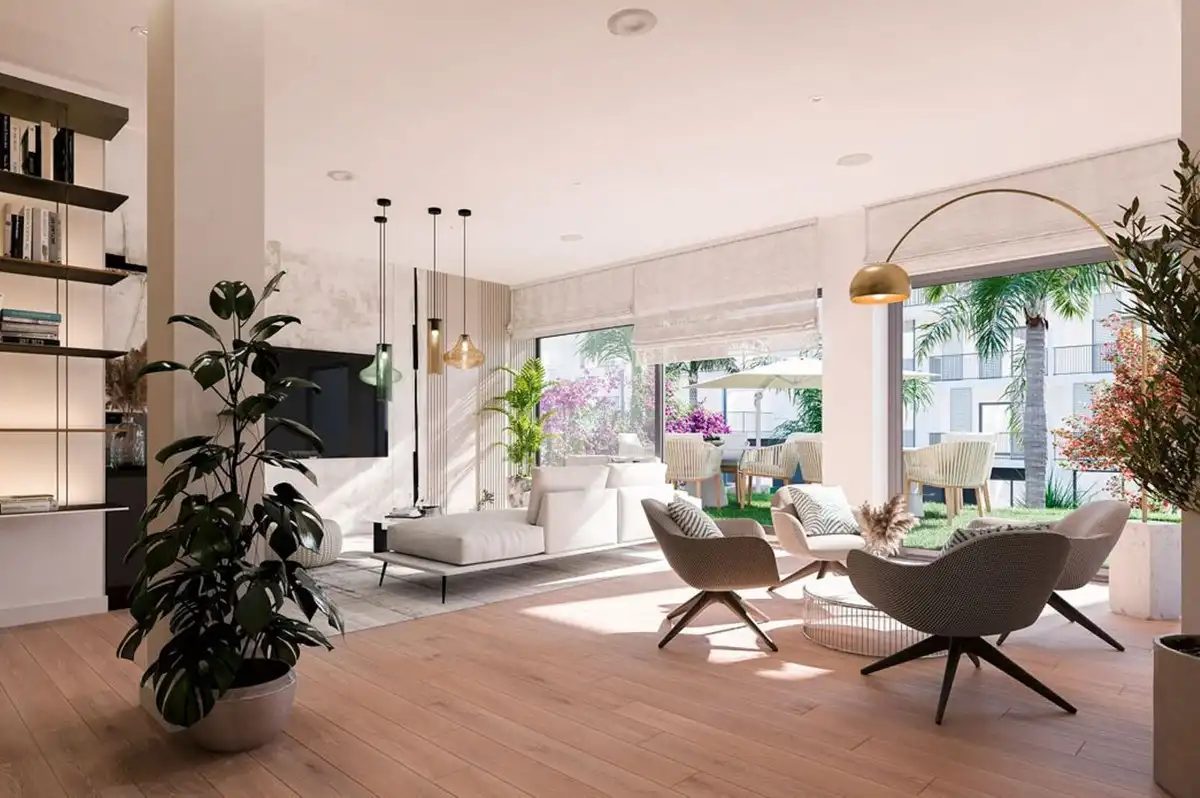 Sala de estar de Apartamento en venta en Estepona con Aire acondicionado, Terraza y Trastero