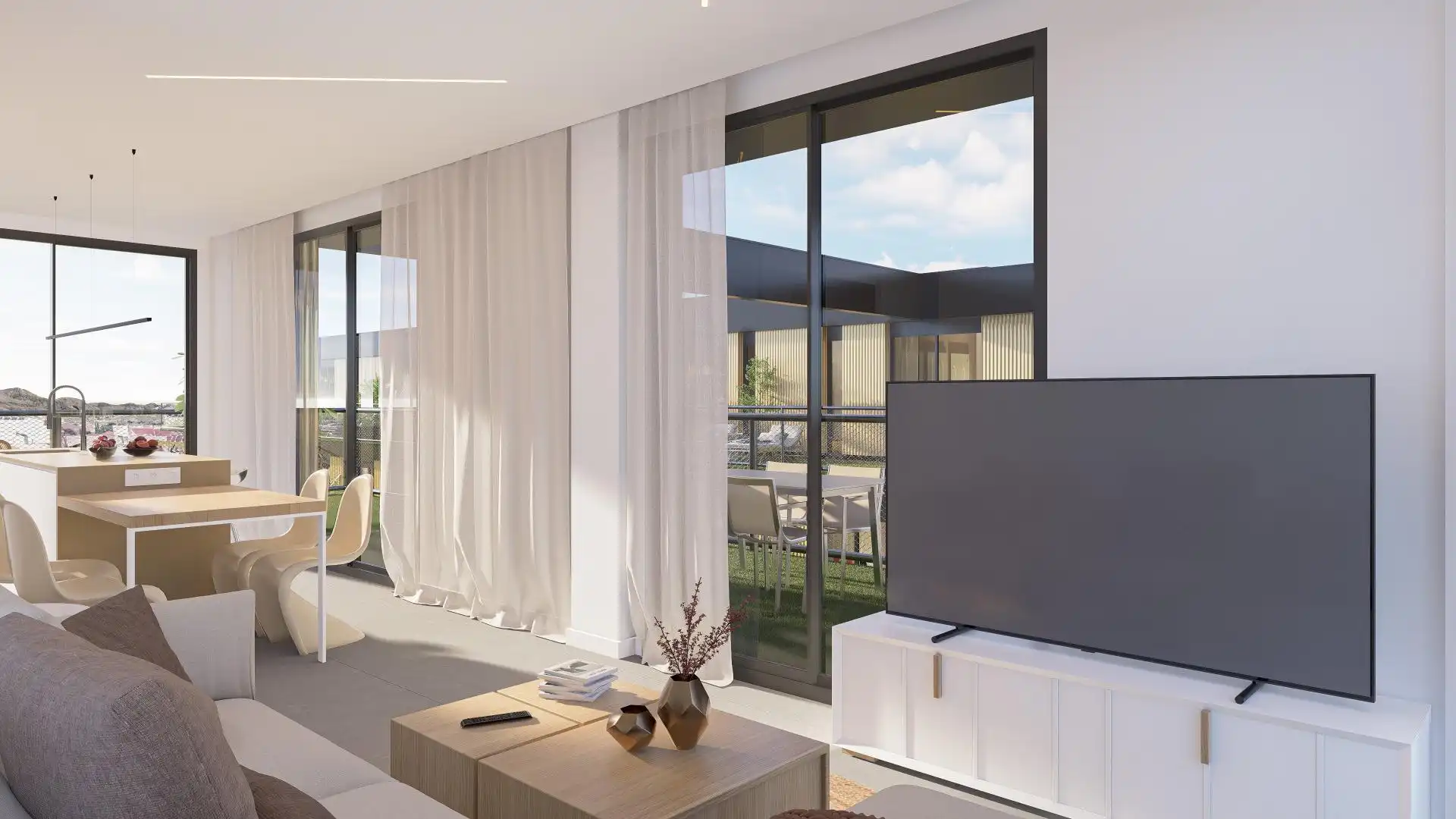 Wohnzimmer von Wohnung zum Verkauf in Murcia mit Klimaanlage, Privatgarten und Terrasse