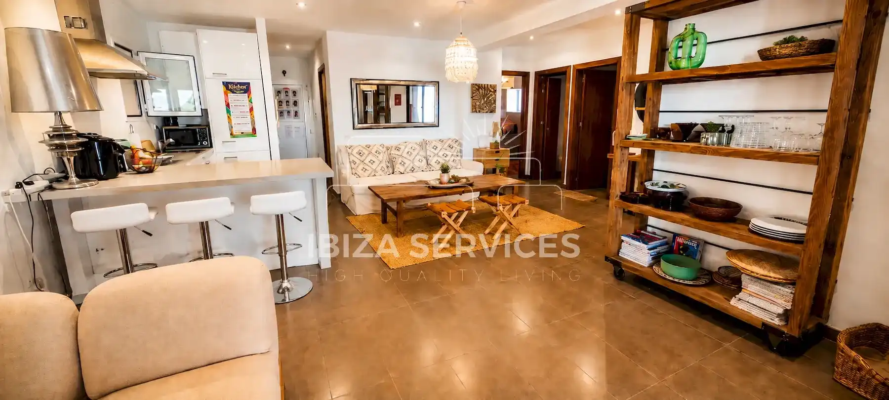 Wohnzimmer von Wohnung zum Verkauf in Sant Josep de sa Talaia mit Klimaanlage und Schwimmbad