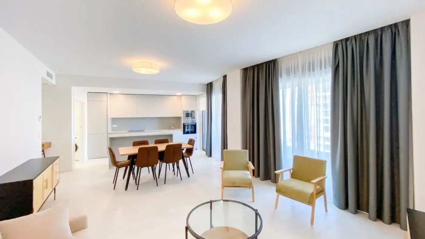 Wohnzimmer von Wohnung zur Miete in Málaga mit Klimaanlage, Heizung und Privatgarten