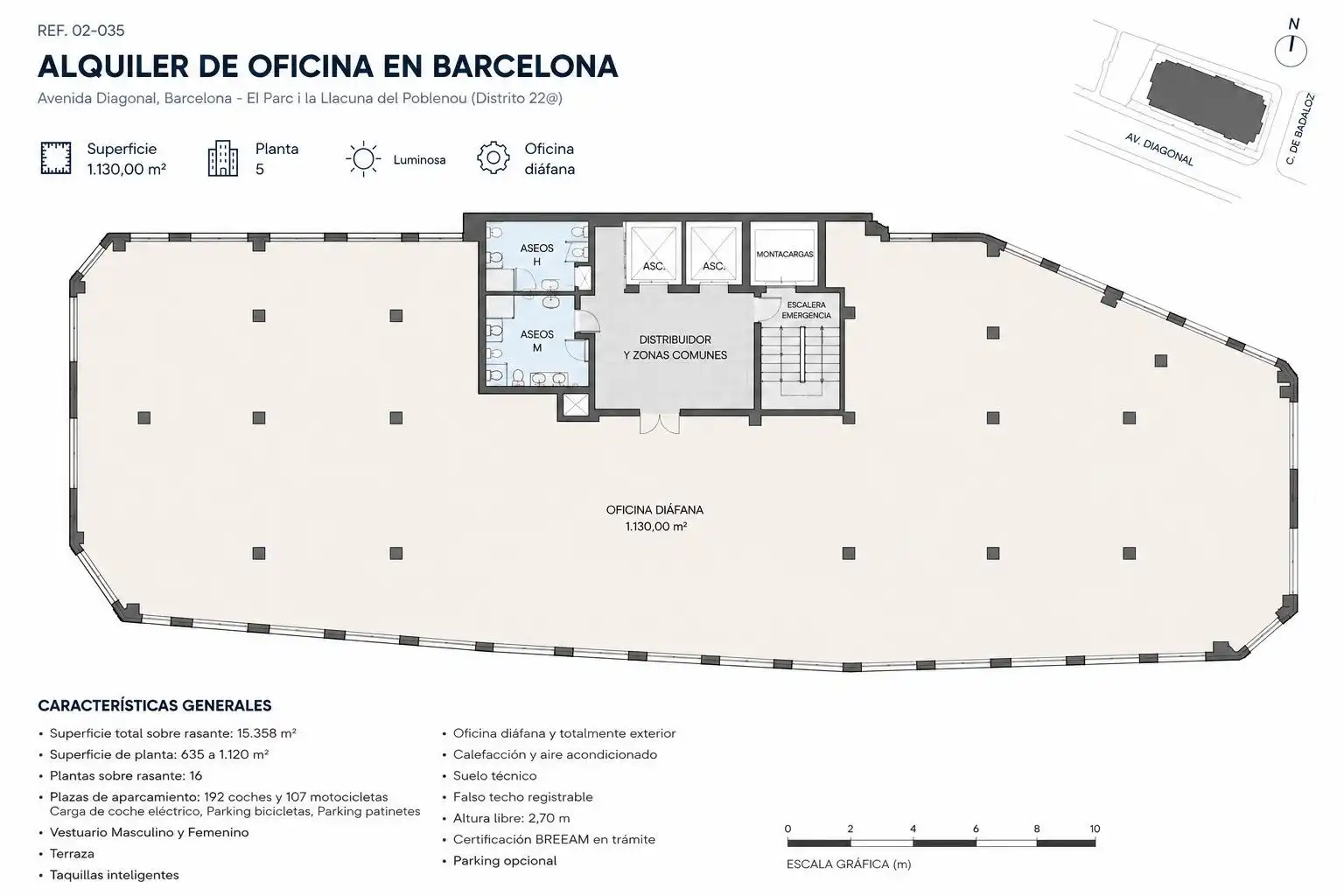 Office for rent in Barcelona  with Air Conditioner, Heating and Terrace