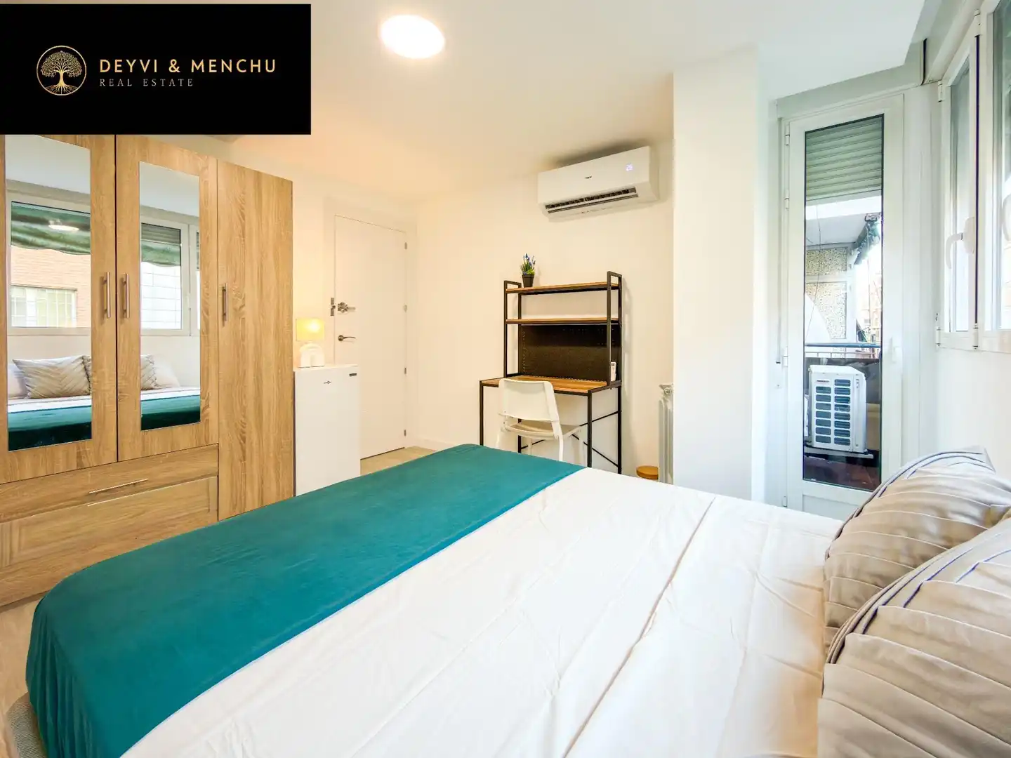 Schlafzimmer von Wohnung zur untervermieten in Madrid mit Klimaanlage, Heizung und Möbliert