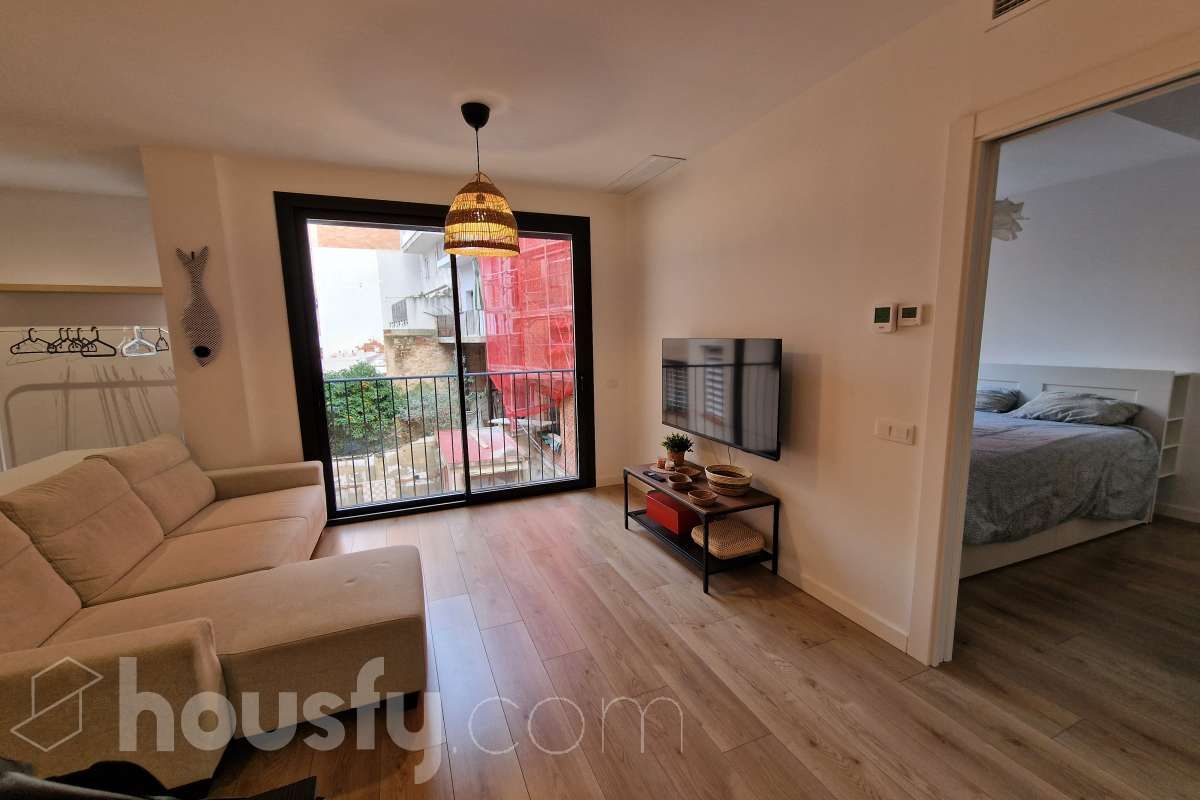 Sala d'estar de Pis de lloguer en  Barcelona Capital amb Terrassa i Moblat