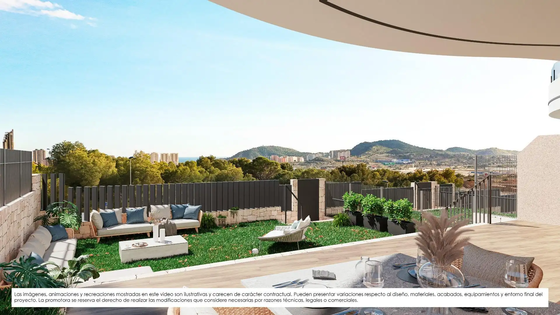 Terrasse von Wohnungen zum Verkauf in Benidorm mit Klimaanlage, Heizung und Privatgarten