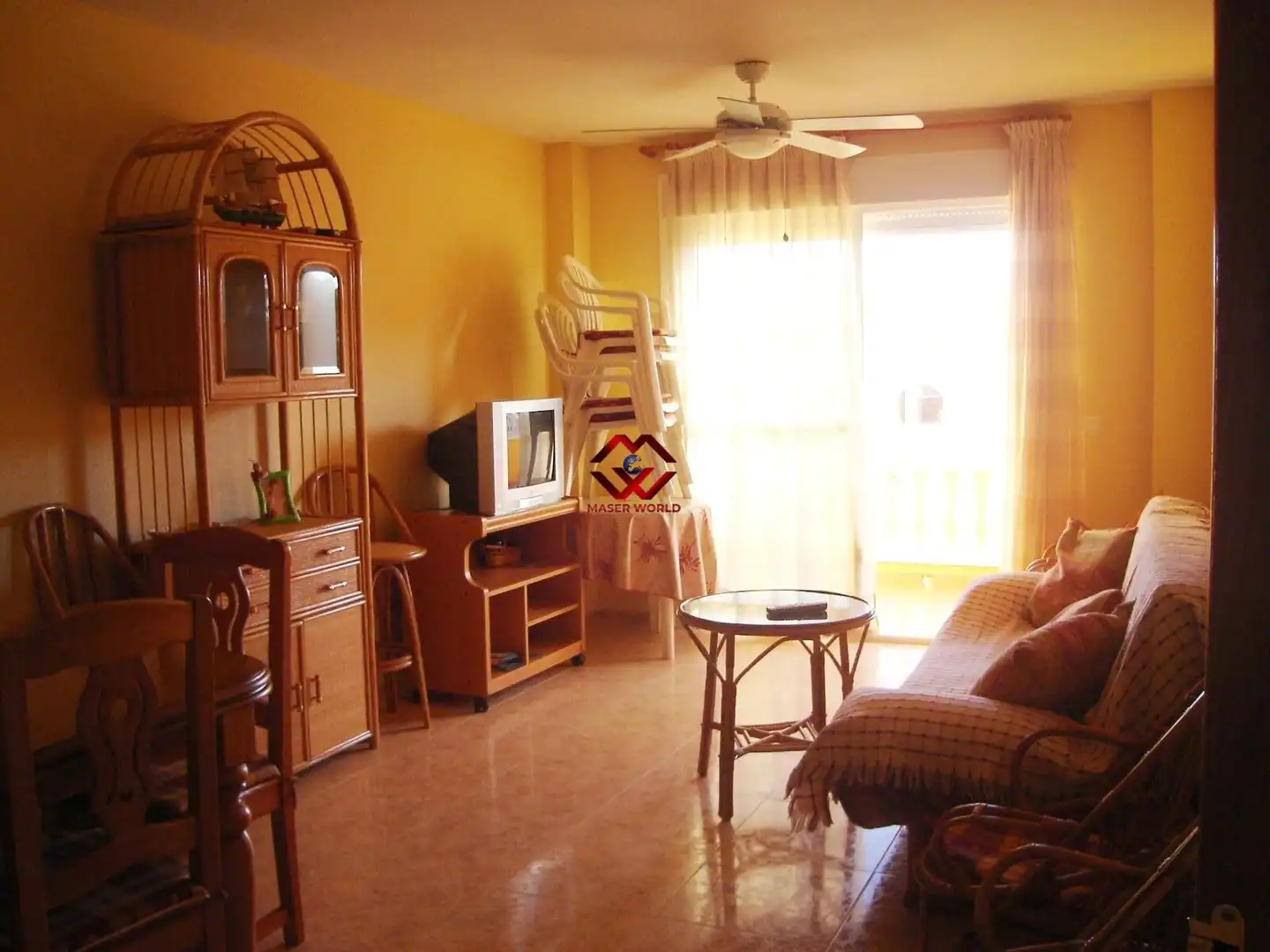 Living room of Flat for sale in Mazarrón  with Air Conditioner, Terrace and Furnished