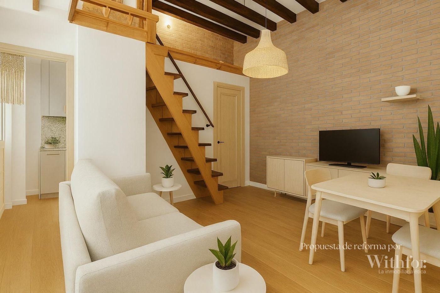 Living room of Attic for sale in  Barcelona Capital  with Air Conditioner, Heating and Balcony