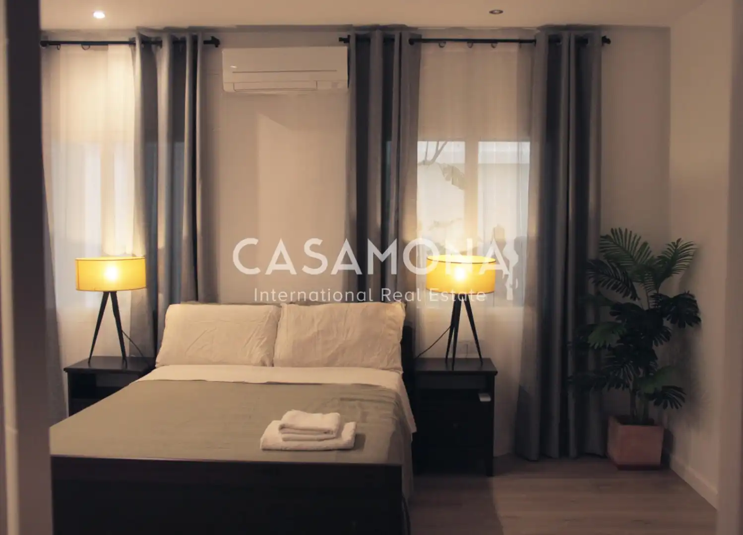 Schlafzimmer von Wohnungen zur Miete in Barcelona mit Klimaanlage, Heizung und Terrasse