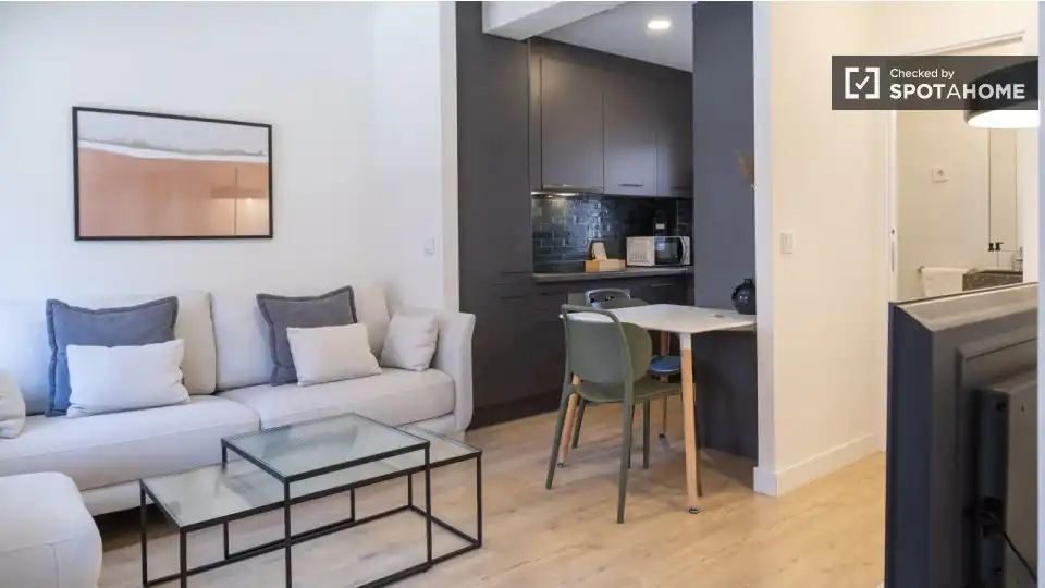 Sala de estar de Piso de alquiler en  Madrid Capital con Aire acondicionado, Calefacción y Amueblado