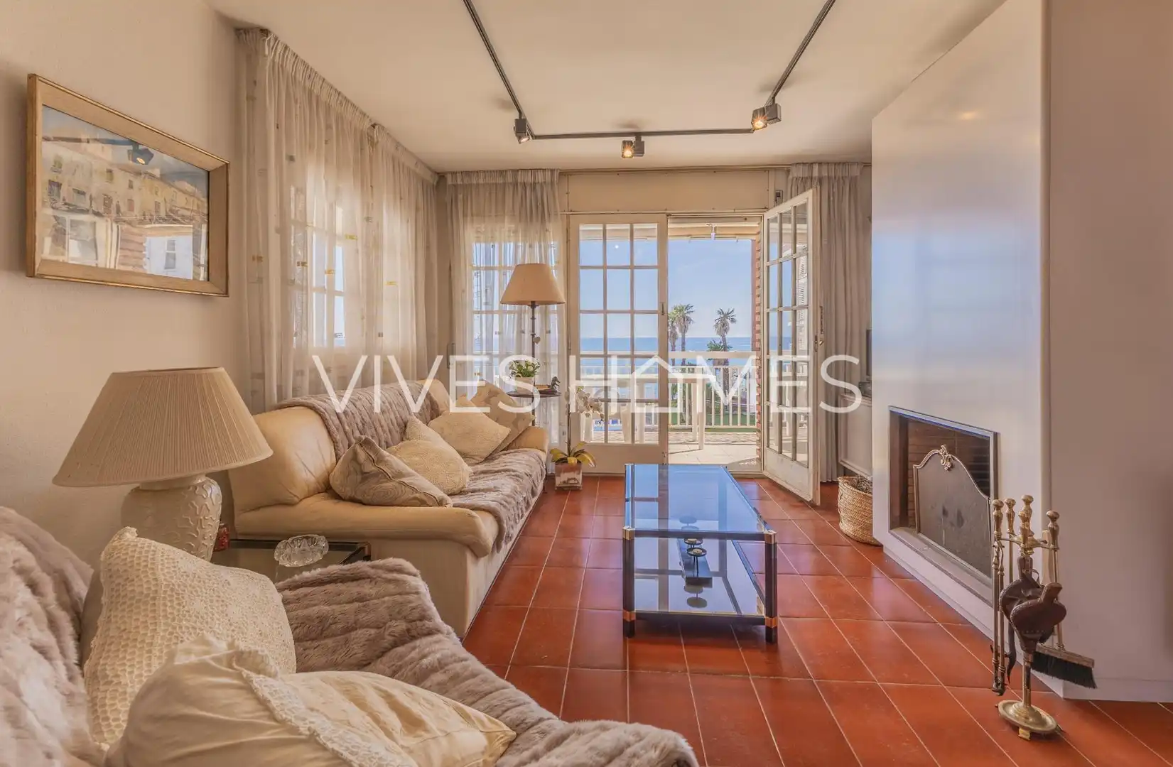 Living room of Flat for sale in Sant Andreu de Llavaneres  with Heating, Terrace and Furnished