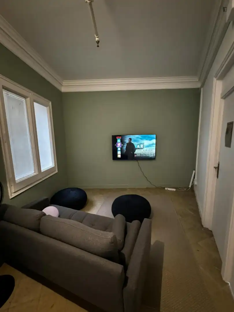Sala de estar de Apartamento para compartir en Barcelona con Calefacción, Amueblado y Horno