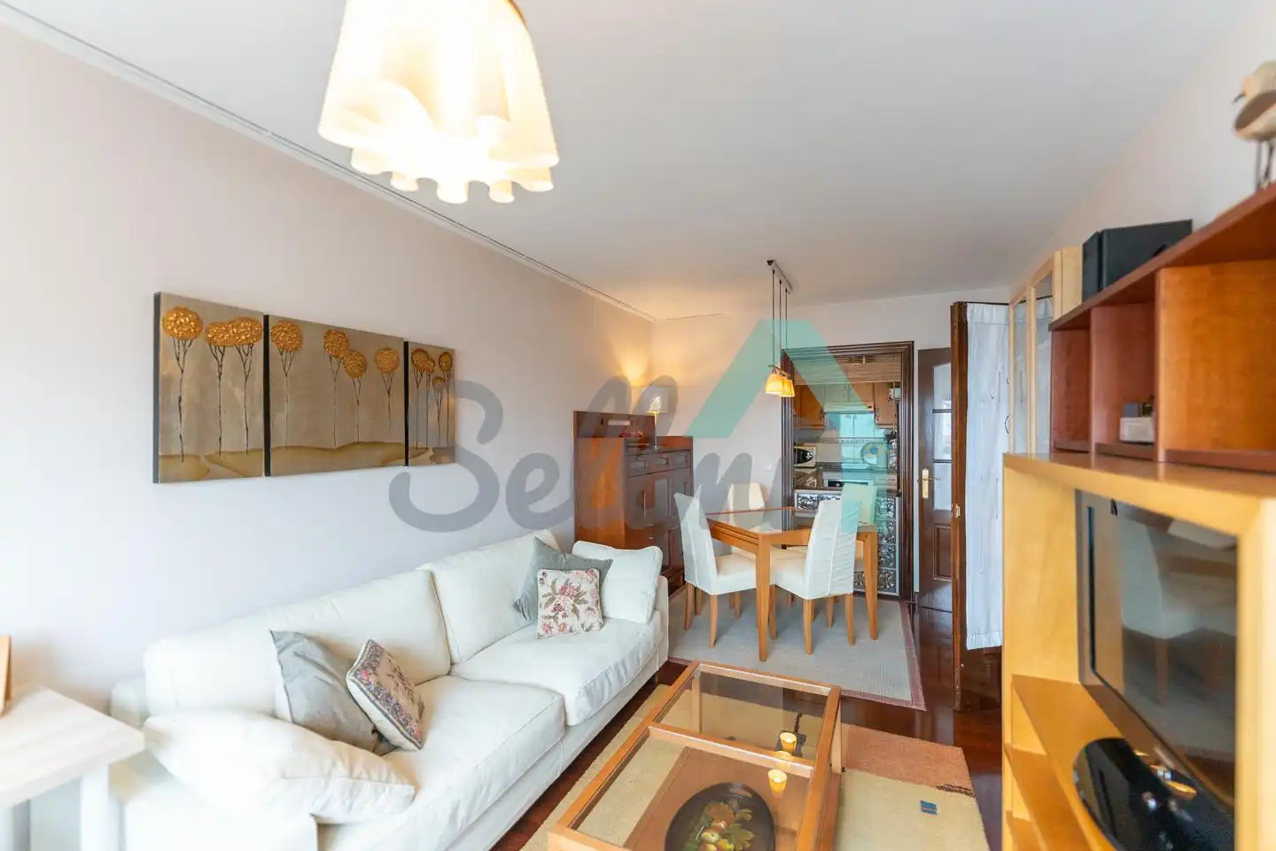 Sala d'estar de Pis de lloguer en Oviedo  amb Calefacció, Parquet i Moblat