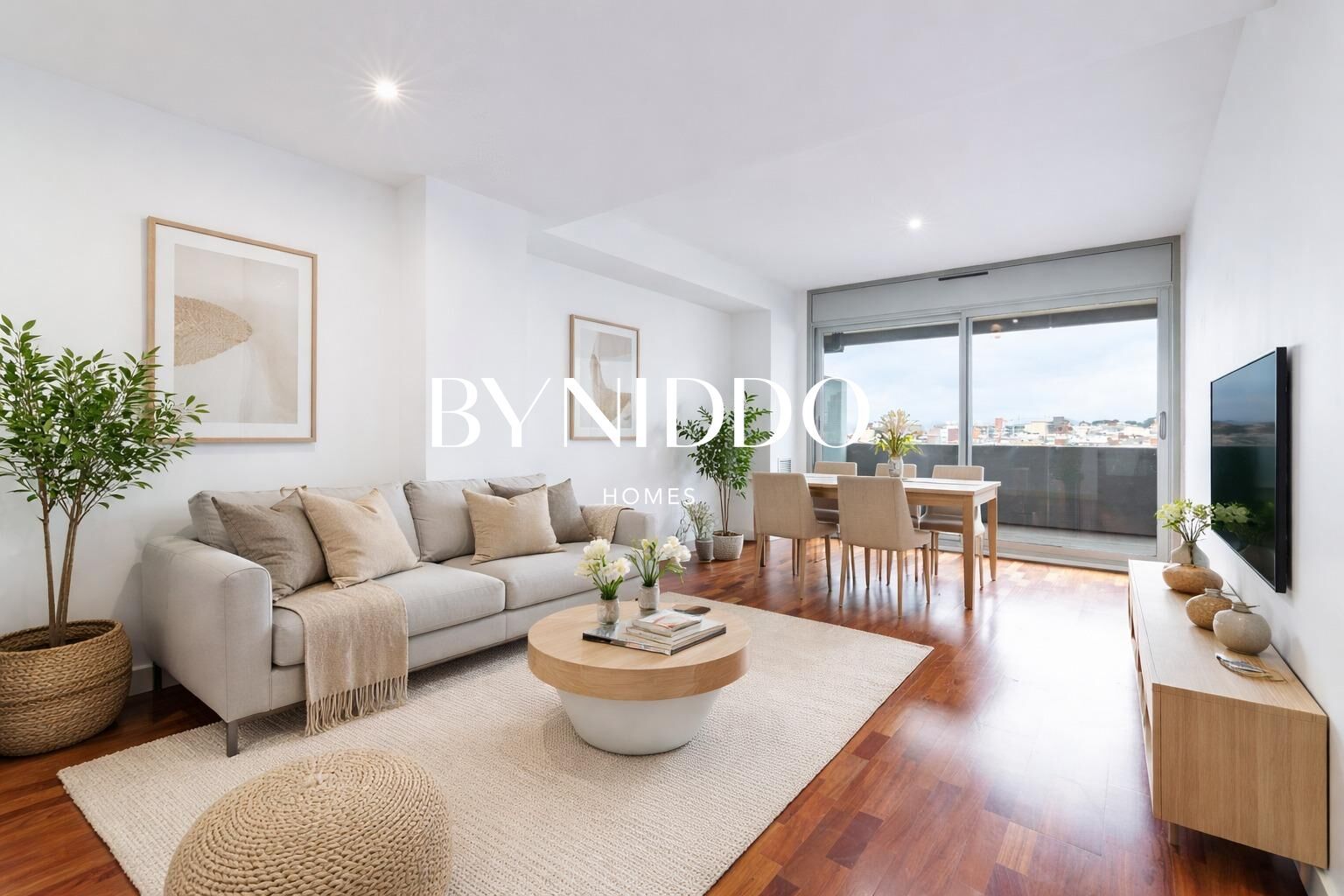 Sala de estar de Piso en venta en L'Hospitalet de Llobregat con Aire acondicionado, Parquet y Terraza