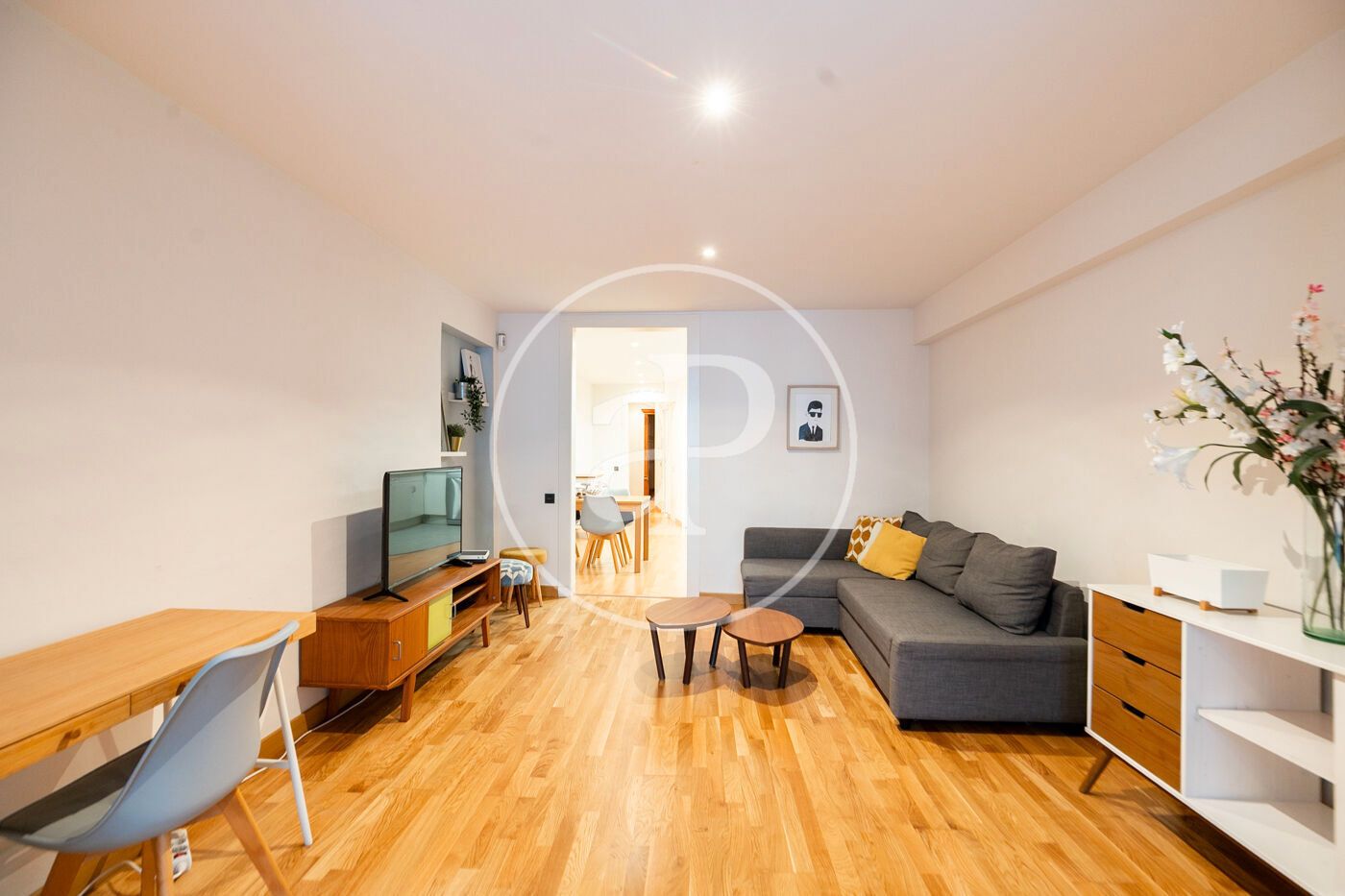 Sala d'estar de Pis en venda en  Barcelona Capital amb Aire condicionat, Calefacció i Moblat