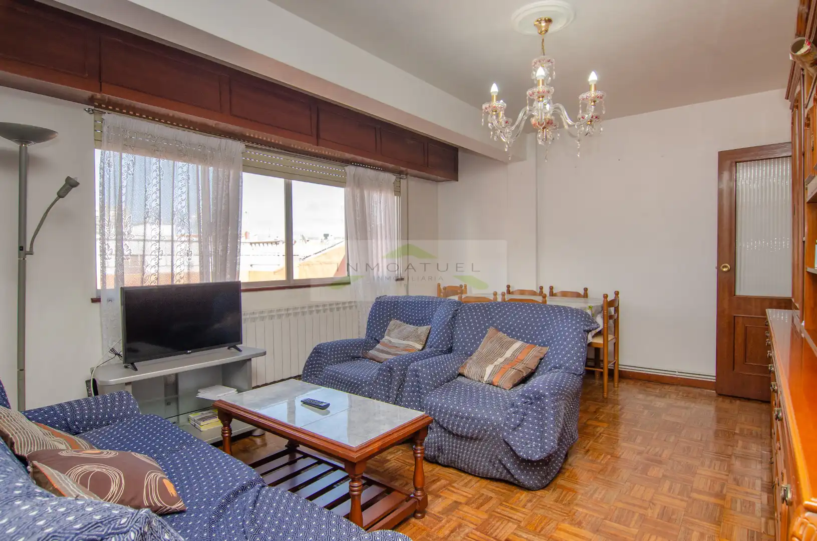 Wohnzimmer von Wohnung zur Miete in A Coruña Capital  mit Heizung, Parkett und Terrasse