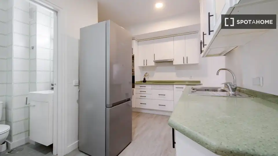 Cocina de Piso para compartir en Madrid con Aire acondicionado, Terraza y Amueblado