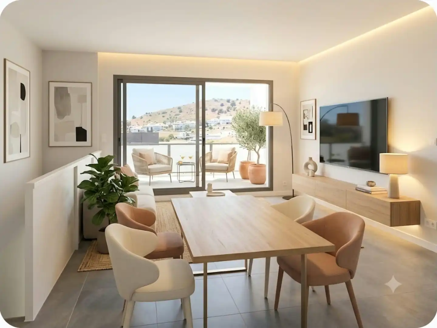 Menjador de Casa o xalet en venda en Mijas amb Aire condicionat, Terrassa i Piscina comunitària