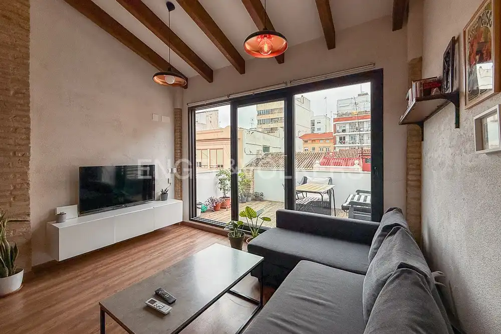 Wohnzimmer von Wohnung zur Miete in Valencia mit Klimaanlage, Heizung und Terrasse