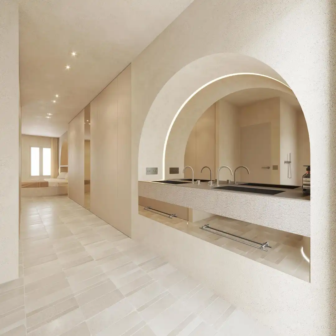 Badezimmer von Einfamilien-Reihenhaus zum Verkauf in Pollença mit Klimaanlage, Heizung und Terrasse