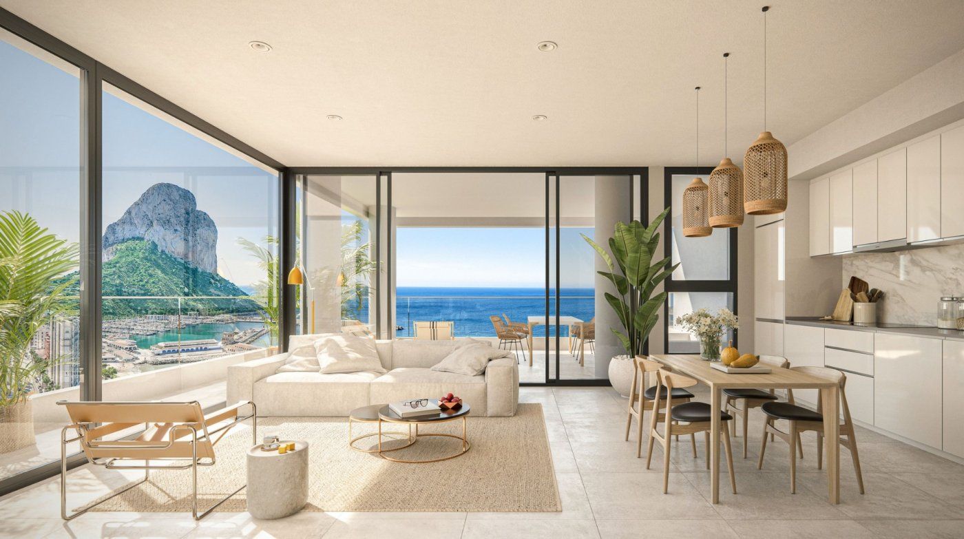 Sala d'estar de Apartament en venda en Calpe / Calp amb Aire condicionat, Terrassa i Traster
