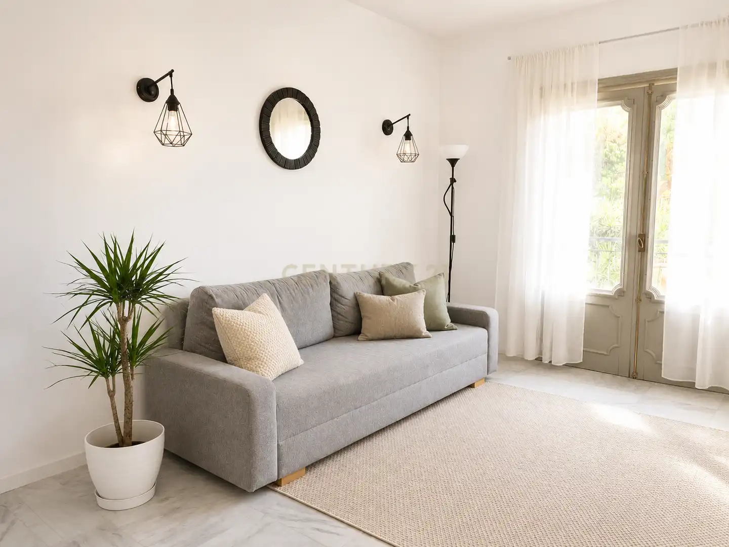 Wohnzimmer von Wohnungen zur Miete in Benalmádena mit Klimaanlage, Privatgarten und Schwimmbad