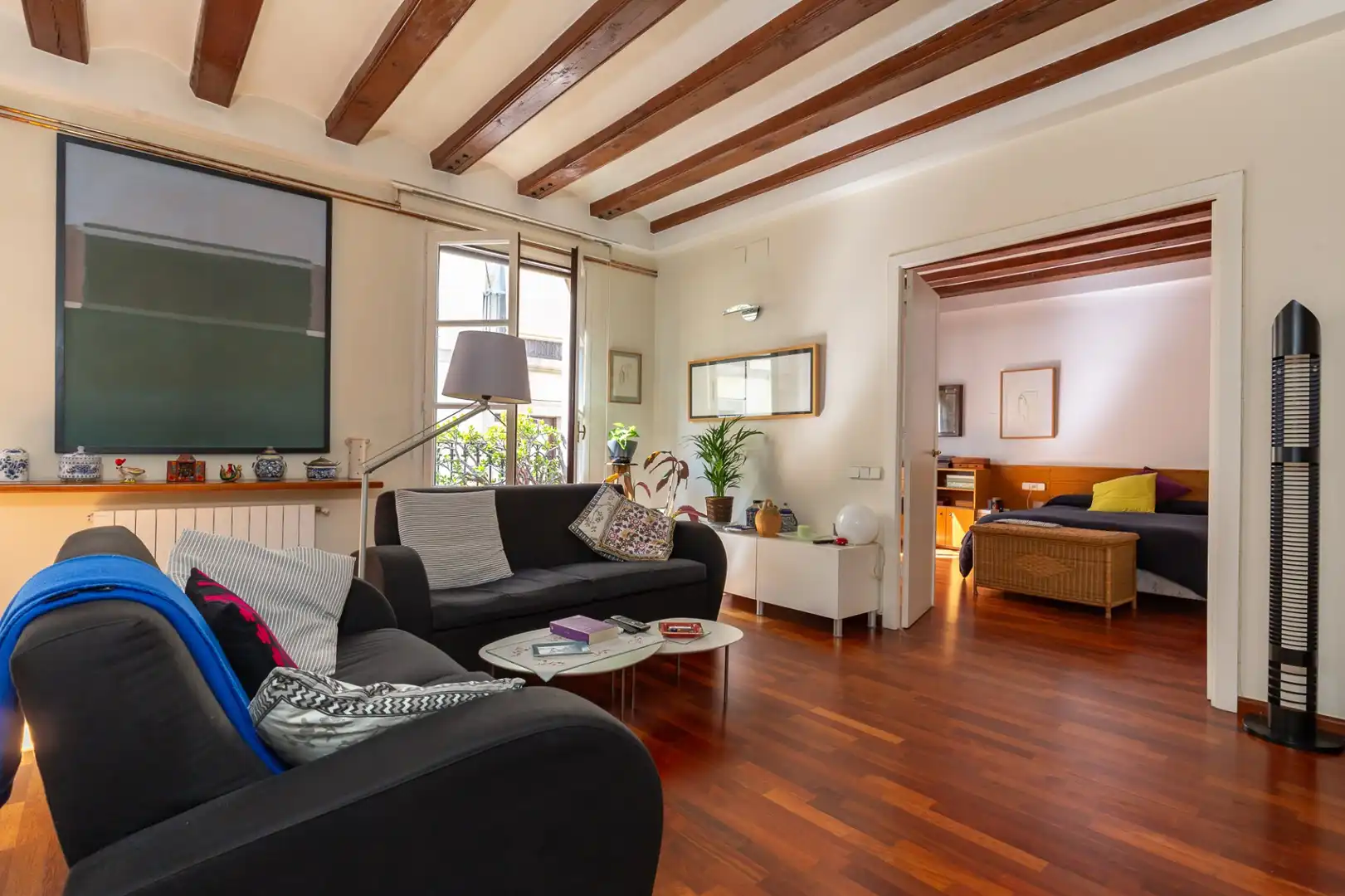 Sala de estar de Piso en venta en Barcelona con Calefacción, Amueblado y Balcón