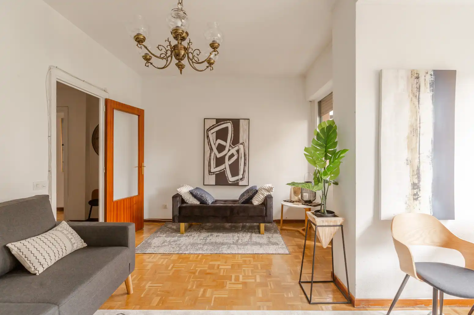 Sala de estar de Piso en venta en  Pamplona / Iruña con Calefacción, Parquet y Terraza