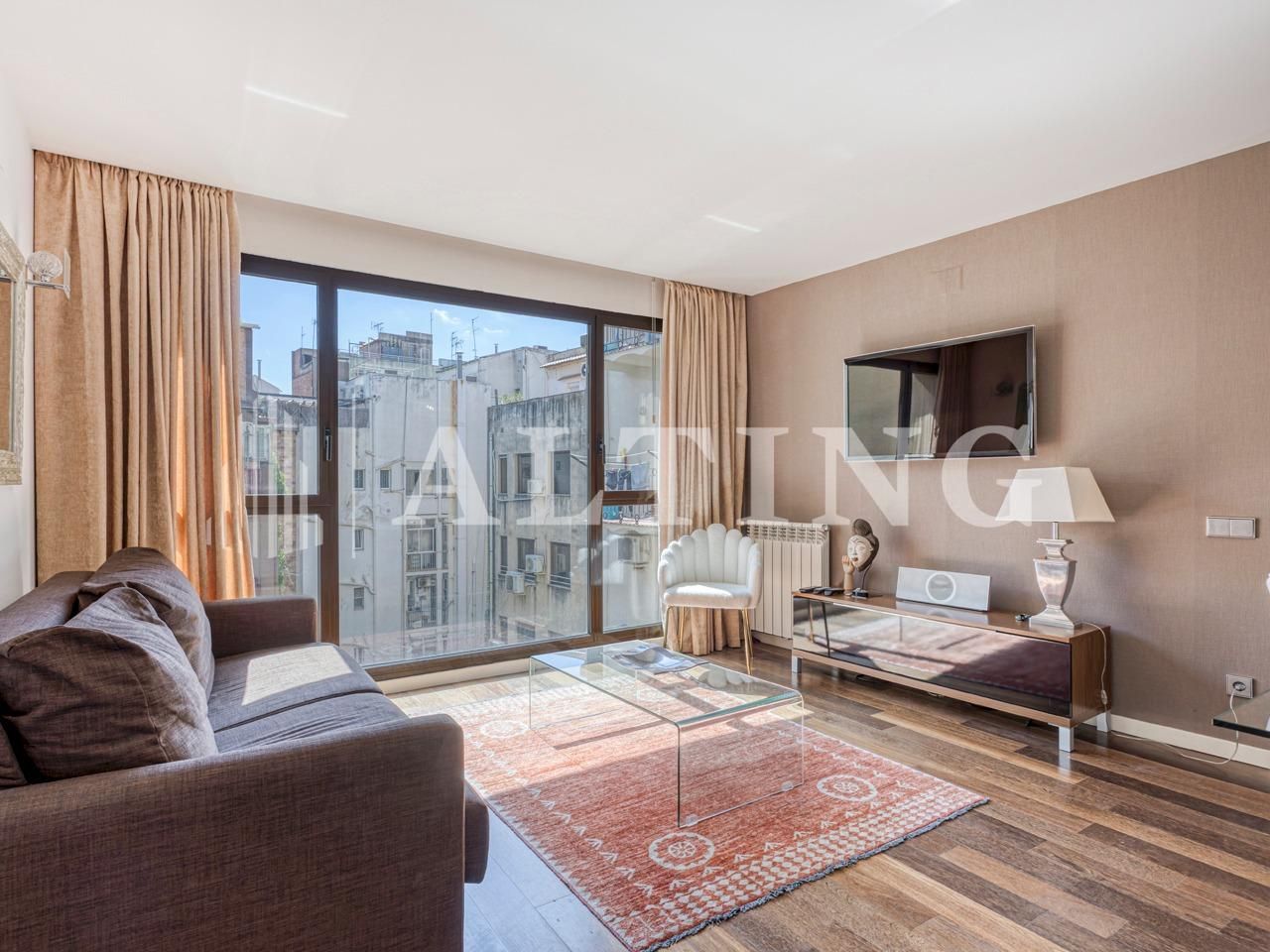 Living room of Flat for sale in  Barcelona Capital  with Air Conditioner, Heating and Parquet flooring