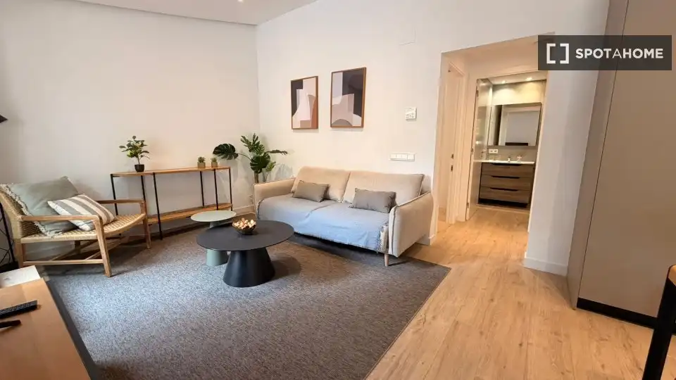 Sala d'estar de Pis per a compartir en Barcelona amb Aire condicionat, Terrassa i Moblat