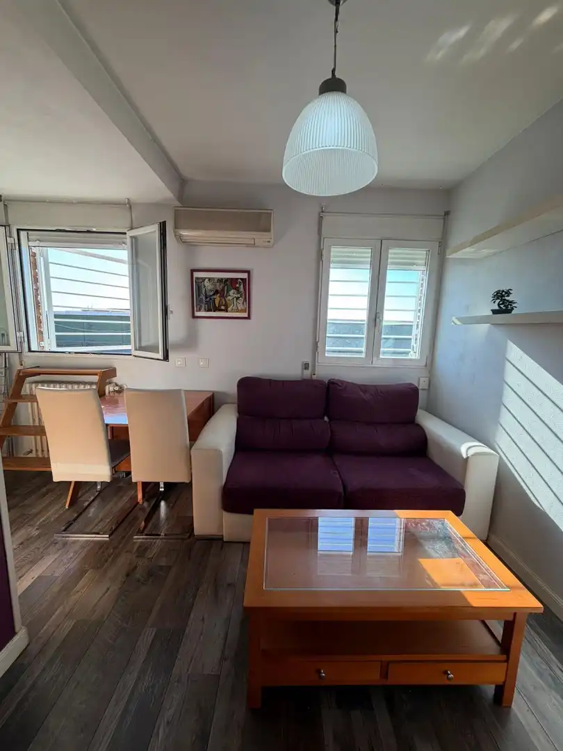 Sala d'estar de Àtic de lloguer en Madrid amb Aire condicionat, Calefacció i Moblat