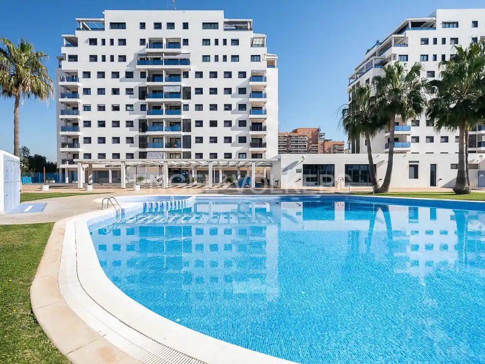 Swimming pool of Flat for rent in La Pobla de Farnals  with Air Conditioner, Heating and Private garden
