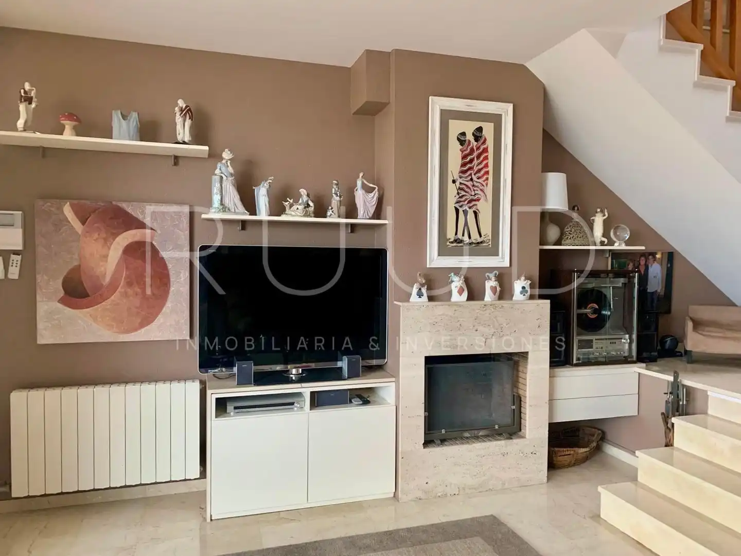 Wohnzimmer von Einfamilien-Reihenhaus zur Miete in Sant Feliu de Guíxols mit Klimaanlage, Heizung und Privatgarten