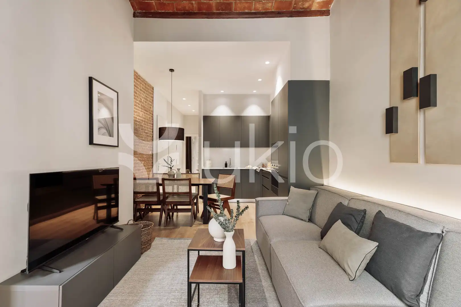 Sala de estar de Apartamento de alquiler en Barcelona con Aire acondicionado, Calefacción y Terraza
