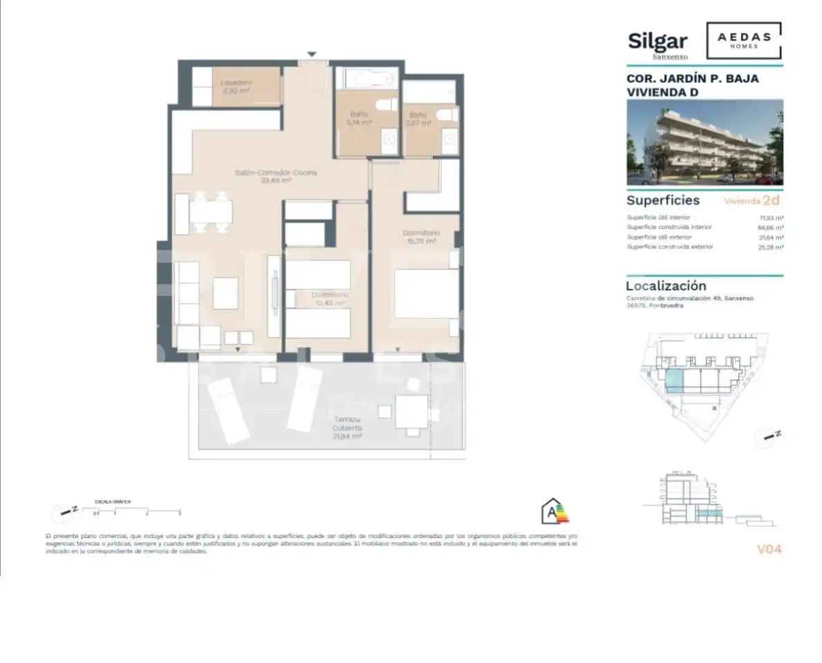 Piso en venta en Sanxenxo con Calefacción, Terraza y Trastero